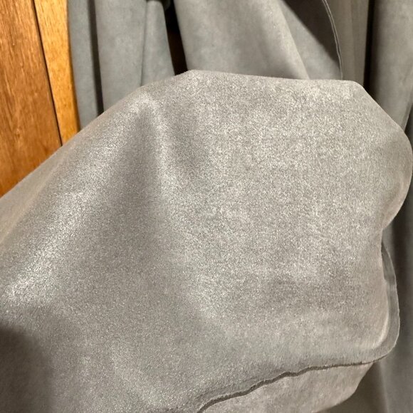 Lightweight Suede-Like Calf Length Jacket/Overshirt/Trench - Grey/Gray - Size L - Picture 4 of 9